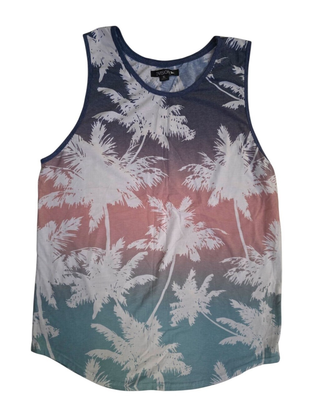 Division Palm Tree Tank Top Tropical Beach Sunset Ombre Men's XL